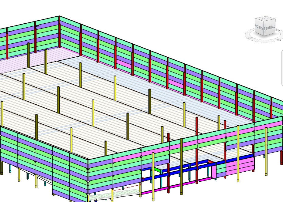 Modelo completo de estrutura em concreto pré-fabricado